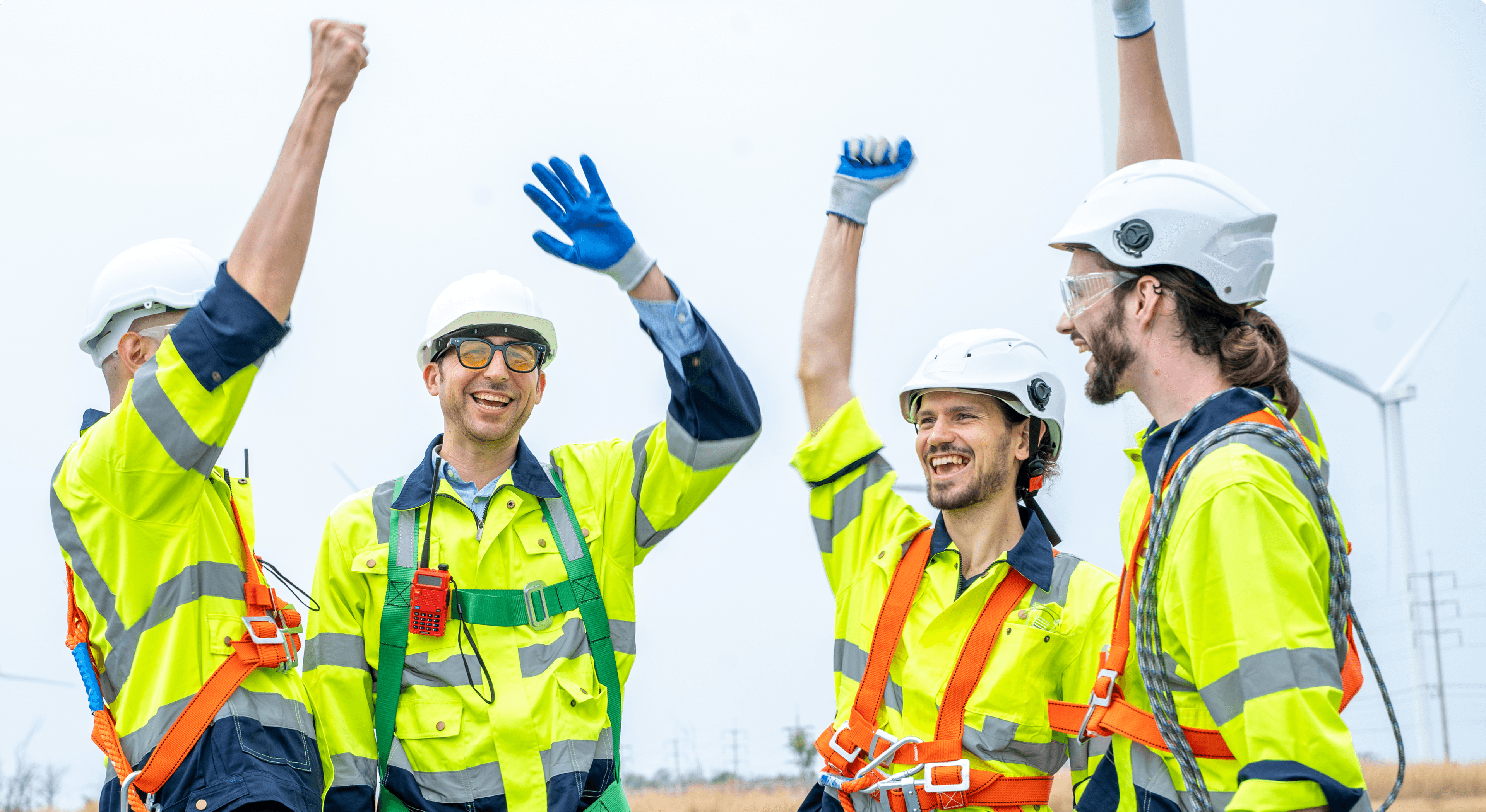 Construction workers celebrating